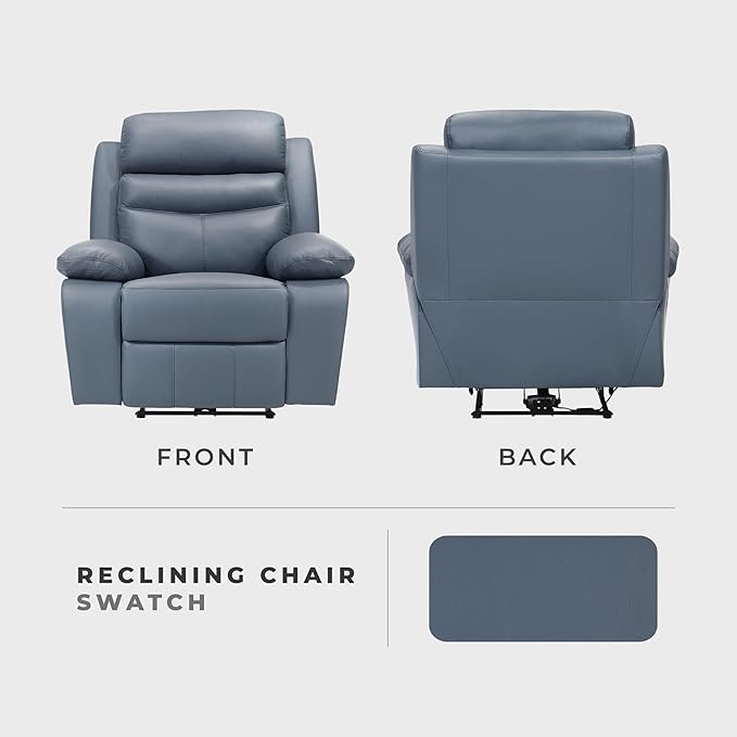 Lexicon Recliner Chair Living Room Leather Match Reclining Sofa Chair Home Theater Seating Wall Hugger Recliner Power Recliner Sofa Chair for Living Room/Office/Apartment Blue