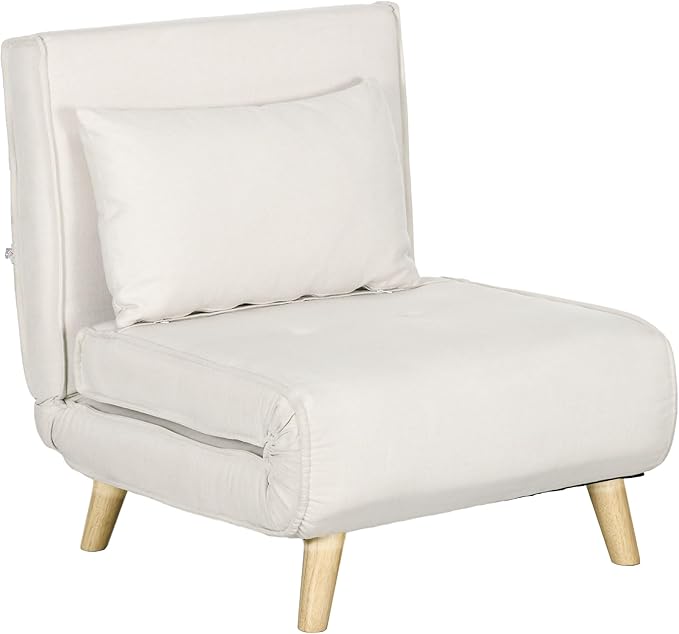 Convertible Chair Bed 2-in-1 Multi-Functional Sofa Bed Sleeper Chair with Adjustable Backrest for Living Room Bedroom Home Office Beige