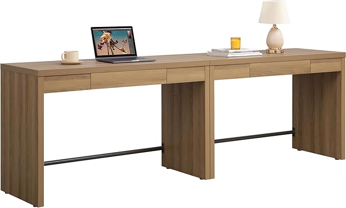 SICOTAS Home Office Executive Desk - 47-Inch Computer Desk with Drawer Farmhouse Writing Study Desk with StorageBoho Makeup Vanity Table for Bedroom (Reclaimed Caramel Oak 2 Pieces)