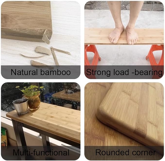 Rygcrud Bamboo Table Top Universal Solid One-Piece Rectangular Standard Top Rounded Corners Countertop for Standing Desk and Home Office Desk(100x40x2 cm)