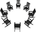 Oversized Rocking Chair Set of 8 Outdoor Rocking Chair for Adults All Weather Resistant Porch Rocker for Lawn Garden Black