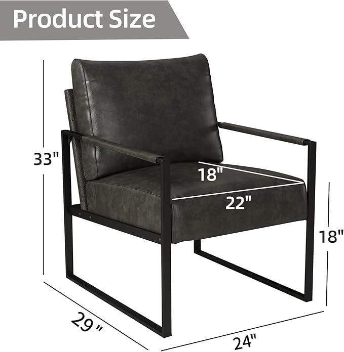 INZOY Accent Arm Chair with Metal Frame Set of 4 Comfy Living Room Chair with Plump Backrest and Cushion Mid Century Modern Chair with Sturdy Structure Easy to Clean Dark Grey