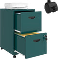 2 Drawer File Cabinet with Lock Filing Cabinets with Wheels Rolling File Cabinets for Home Office Metal Office File Cabinet Mobile Filing Cabinet for Holding Letters and File Boxes Green