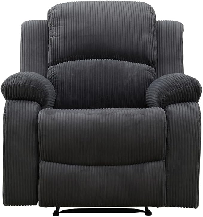Manual Recliner Chair Reclining Chair Dark Grey Flannel Recliner Armchair for Living Room