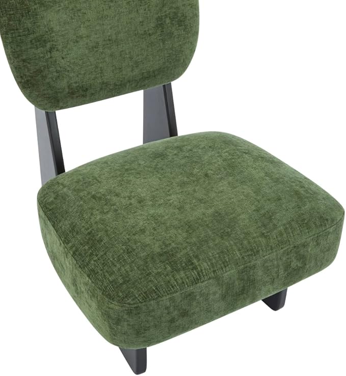 [Set of 2] Modern Beige Lounge Chair with Polyester Upholstery Sturdy Black Wood Base Stylish and Comfortable Accent Seating for Living Room (Black+Green + Polyester + Solid Wood)