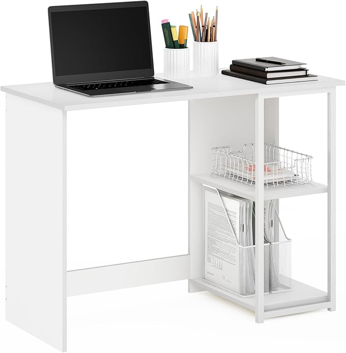 Furinno Camnus Modern Living Computer Desk 40 Inch Solid White/White