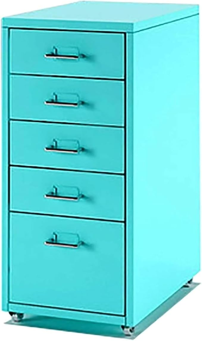 Aimeryup Metal 5-Tier File Cabinet Clip with Wheel Drawer Storage Desk Cabinet Office Study Bedside 41X28X69CM(Size:28X41X69CMColor:A)