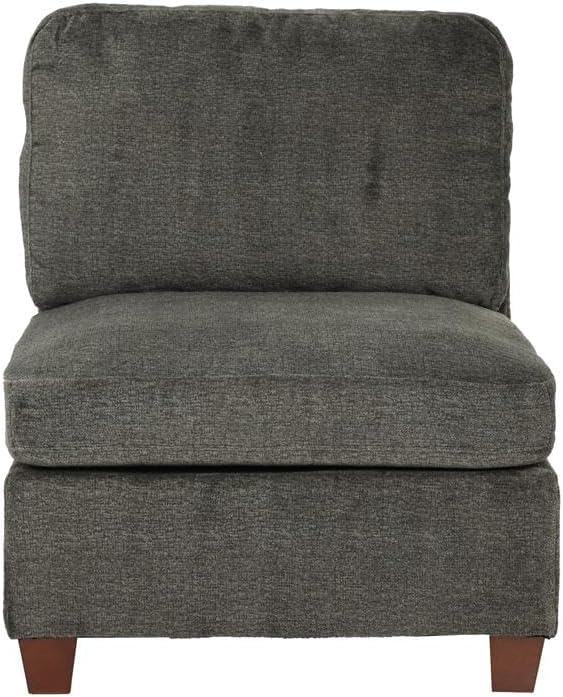 1pc Grey Chenille Fabric Modular Armless Chair - Modern Living Room Furniture