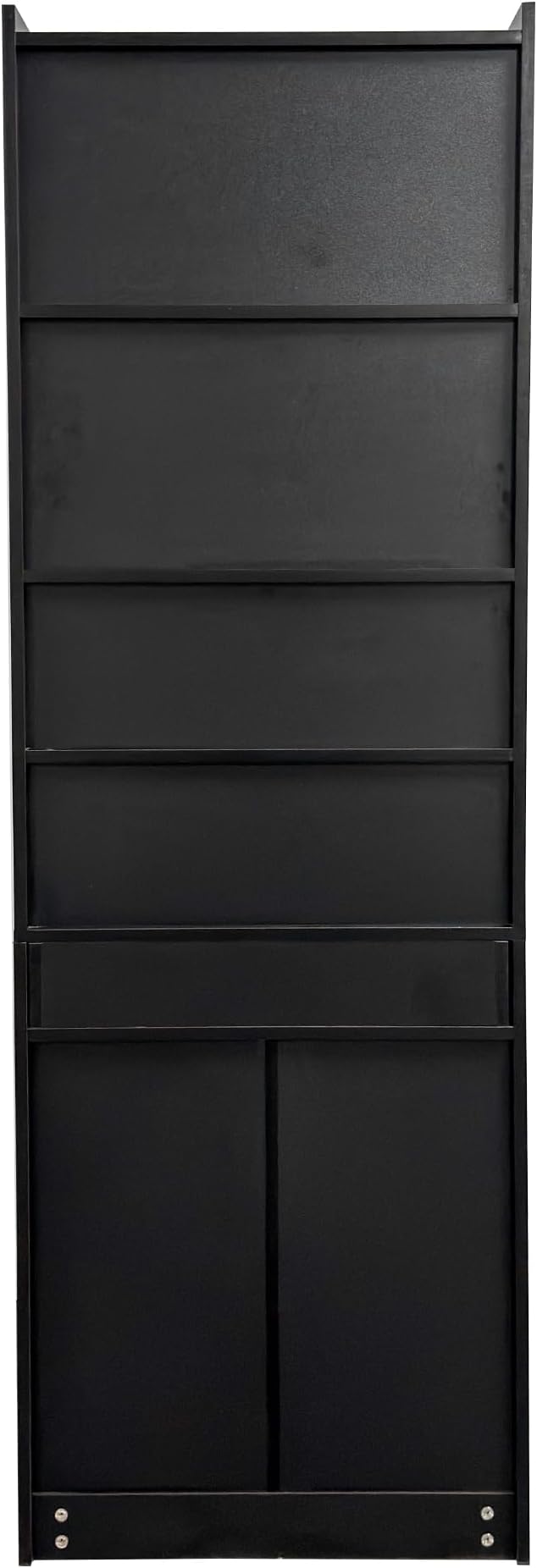 ZeHuoGe Fold-Out Convertible Writing Table Desk Cabinet with Shelf and Drawer Multi-Function Home Office Workstation (Black)