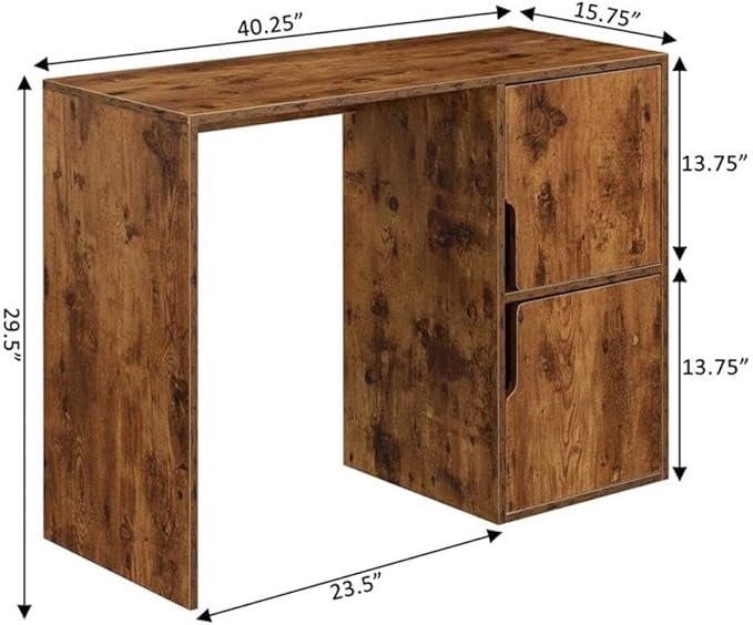 UrbanPro Student Desk with Storage Cabinets 40.25 x 15.75 x 29.5 in Particleboard and Melamine Veneer Nutmeg Wood Grain Finish Contemporary Home Office Desk with Concealed Storage