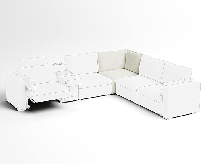 Corner Seat Module for Olar Oversized Modular Sectional Sofa Extra Deep and Wide Cloud Couch Cushion Covers Removable Freely Combined with Other Modules by U-connectors Chenille White