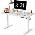 48x24 Inches Whole Piece Electric Standing Desk Seamless One Piece Height Adjustable Sit to Stand up Desk for Home Office Ergonomic Computer Workstation White
