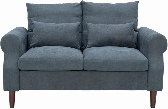 Panana Convertible Sectional Sofa CouchL-Shaped 2 or 3-Seat Sofa Sectional with Reversible Ottoman for Small Living Room Apartment (Gray Linen Fabric 2 Seater ONLY - Scroll arms)