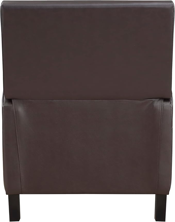 Lexicon Pushback Recliner Chair Faux Leather Armchair Push Back Recliner Nailhead Trim Solid Wood Legs Easy Assembly for Living Room/Office/Apartment Dark Brown