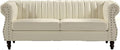 Chesterfield-Inspired 77 Faux Leather Sofa with Elegant Design Gourd Legs and Sustainable Pleather Upholstery 3 Seater Couch for Living Rooms and Offices Cream White
