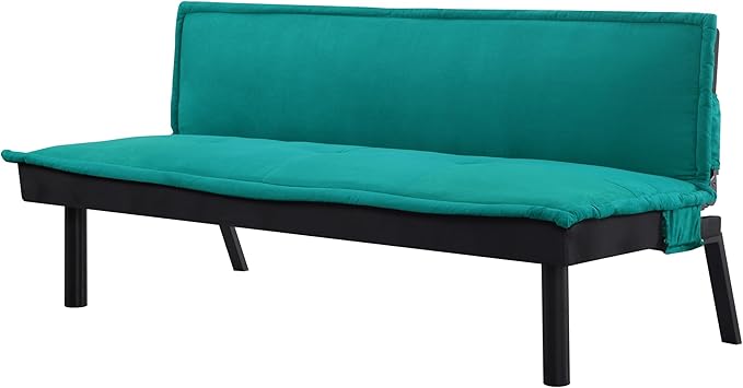 Futon Sofa Bed Couch 64.6 Convertible Sleeper Sofa with 5 Positions Adjustable Backrest Velvet Couch Bed with Solid Wood Frame for Home Office Living Room Guest Dorm Green