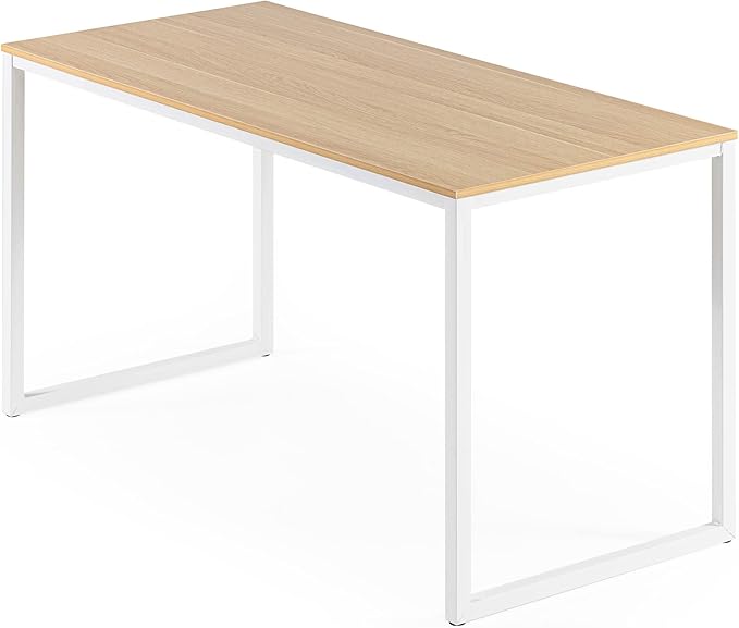 Zinus Jennifer 55 Inch White Frame Desk/Computer Workstation/Office Desk/Dining Table/Easy Assembly Natural