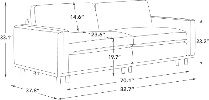 CHITA Super Large Luxury Loveseat Sectional Modular Sofa Down Filled Modern Sofa Deep Seat Comfty Cloud Couch 83 inch Width 2 Seat Couch Solid Wood Leg Linen