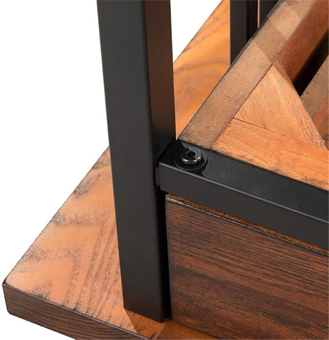 BOWERY HILL Computer Desk 46 in x 22 in x 30 in Mission Oak Finish Hardwood Solids and Oak Veneers Matte Black Steel Base Drop Front Drawer Home Office Writing Desk