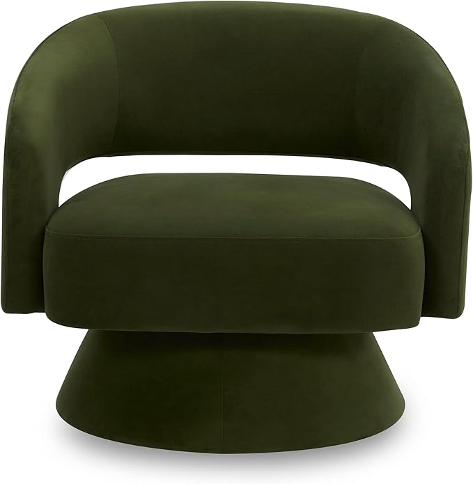 CHITA Swivel Accent Chair Armchair FSC Certified Velvet Barrel Chair for Living Room Bedroom Forest Green