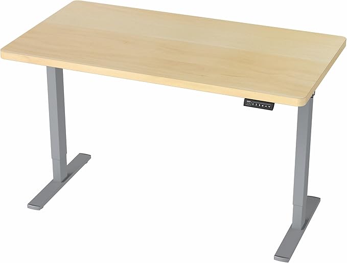 VIVO Electric 43 x 24 in Standing Desk Memory Height Adjustment 1B Series Holds 220 lbs One-Piece Light Wood Top Gray Frame DESK-KIT-1G4C