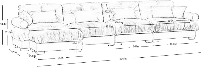 Velvet Modular Sectional Sofa4-Seater Cloud Couch with OttomanPillows and High Density Memory Foam for Living Room Home TheaterApartment（Blue）