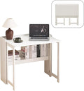 Foldable DeskFolding Table with Storage Shelf32.6 Inch Fold Out Computer Desk for Small SpacesWriting Desk for Bedroom Home Office Dorm and Apartment (White)