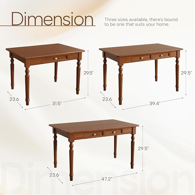 Solid Wood Desk with DrawersSmall Computer Desk for Small SpacesGaming Study Home Office Desks for WorkStudent PC Desk for BedroomEscritorios para Cuartos (Walnut 39.4'' x 23.6'' x 29.5'')