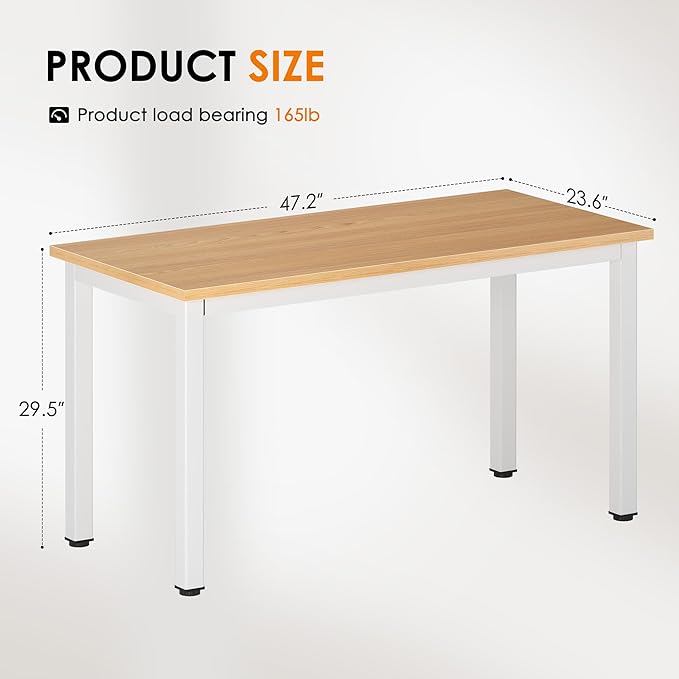 Need Office Computer Desk - 47 Inches Modern Simple Heavy Duty Working Study TableModern Simple Style PC Writing TableHome Office Writing Small Desk Perfect for Training/Card/Meeting Teak&ampWhite
