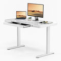 FLEXISPOT Comhar Electric Pure Glass Standing Desk with Drawer Desktop &amp USB Charge Ports 48 Ergonomic Height Adjustable Sit to Stand Desk for Home Office (White Glass)