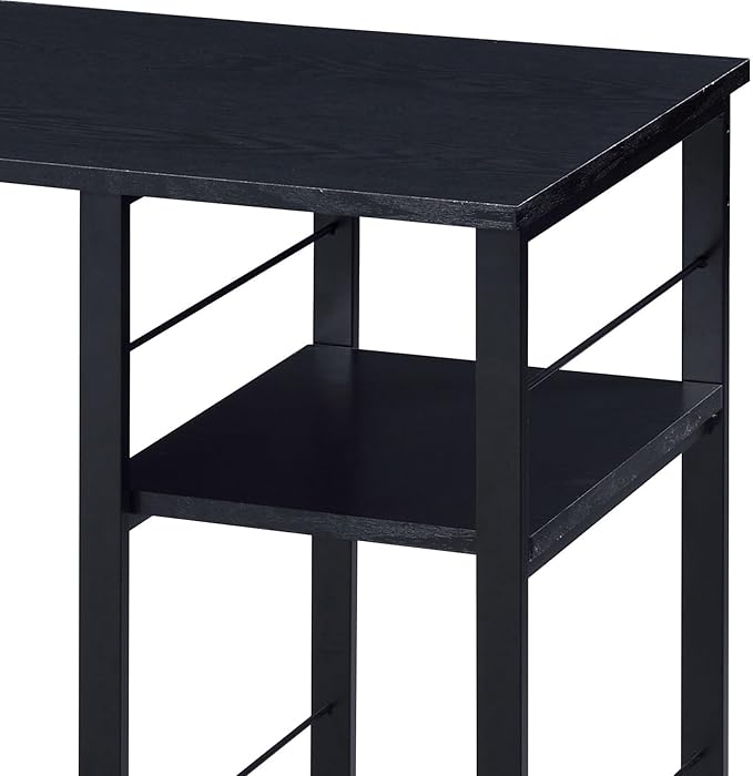Black 2-Shelf Rectangular Writing Desk Workstation Computer Desk for Study and Home Office