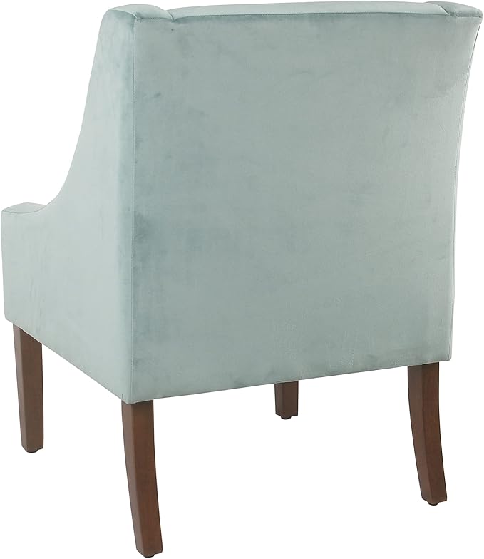 Homepop Home Decor | Upholstered Classic Swoop Arm Accent Chair | Accent Chairs for Living Room &amp Bedroom | Decorative Home Furniture Light Velvet Aqua Blue