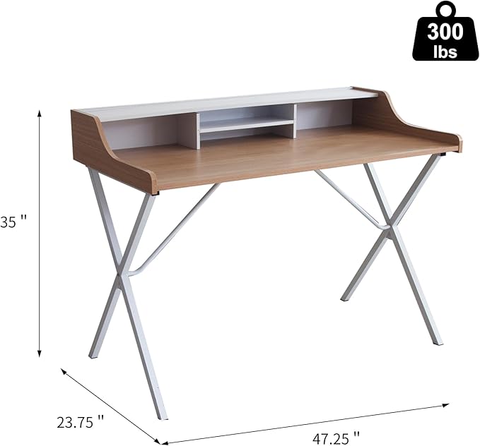 47.25 Inch Computer Desk for Bedroom Home Office Desk Office Tables Work Desk Writing Desk with Shelves Small Desks for Small Spaces Computer TableNature
