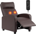 BestMassage | Recliner Chair | with 2 Point Massage Function | Leather Dark Brown | with Lumbar Support Adjustable Push Back Footrest &amp Padded Seat | Easy Assembly | for Living Room Home Theatr