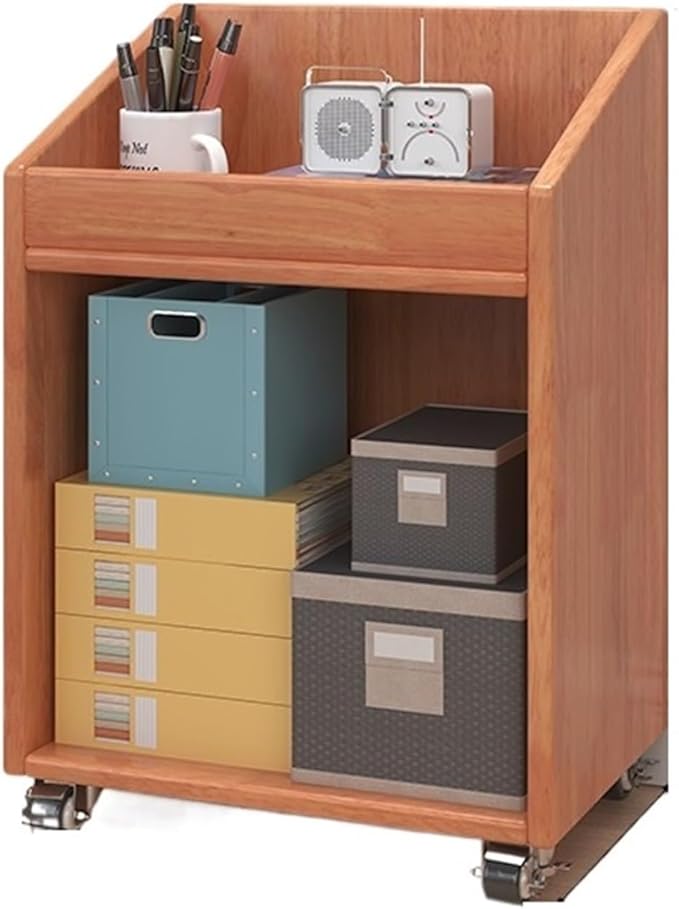 Mobile Filing Cabinet with Wheels File Cabinet Under Solid Wood Desk Mobile Storage Side Cabinet With Wheel Low Office Cabinet Small Desk Bookcase Shelf File Cabinet(Yellow)