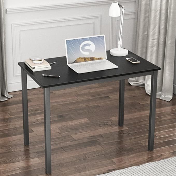 Need 31 Inch Small Computer Desk Modern Simple Style Writing Desk for Home Office Basic PC Work Desk with Black Metal Frame Black