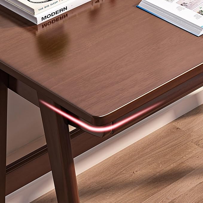 Wood Writing Desk with 2 DrawerHome Office Desk for Small Spaces Study Desk PC Table Workstation (Walnut 39.4x23.6x29.5)