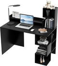 Tangkula Computer Desk with Storage Bookshelf &amp Hutch 48” Modern Home Office Desk with 8 Storage Shelves Space Saving Writing Study Desk for Bedroom Compact Computer Workstation for Home (Black
