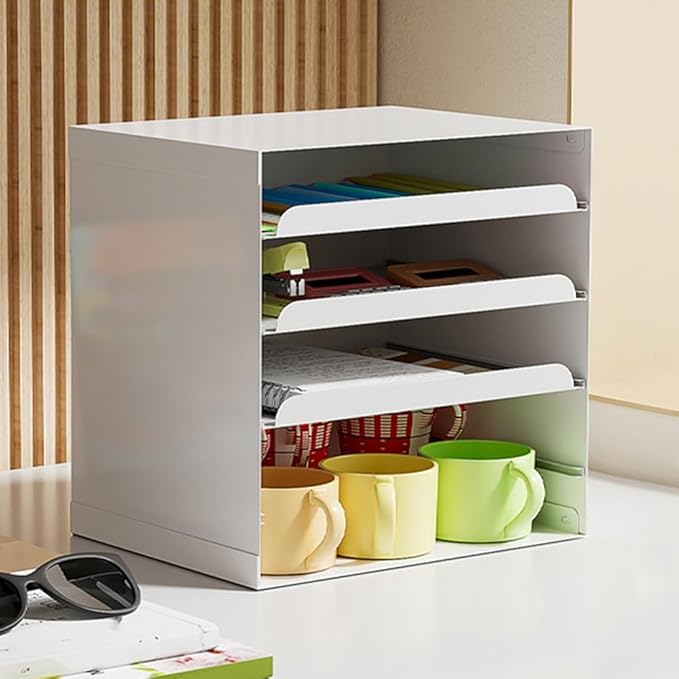 Metal File Cabinet with Drawers Multi-Layer Office Organization with Hidden Handles Modern Simple Makeup Organizer Desktop Storage for Living Room Office(Green)