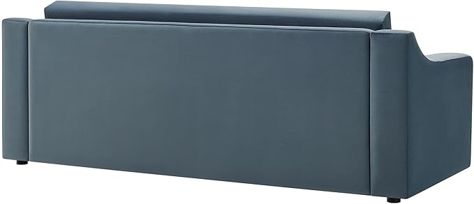 Modway Liora 87 Inch Stain-Resistant Performance Velvet Sofa in Cadet Blue - 3 Seater Upholstered Sofa Couch for Living Room Seating - Comfy Deep Seat Sofa with Scoop Arms