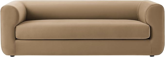 Modway Leif Performance Velvet Upholstered Sofa – 89 Inch Modern Tuxedo Sofa – Comfy 3 Seater Velvet Couch