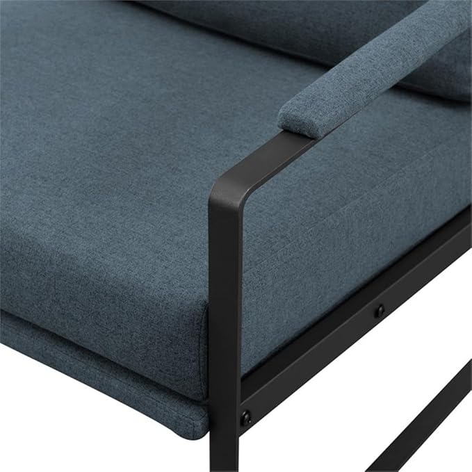 Walker Edison Ezra Contemporary Minimalist Metal-Arm Accent Chair 32 Inch Indigo Blue/Black