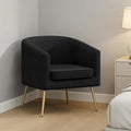 Velvet Barrel Chair Modern Accent Chair with Metal Sturdy Legs Club Chair Comfy Armchair Modern Tub Chair for for Living Room Bedroom Waiting Room Black