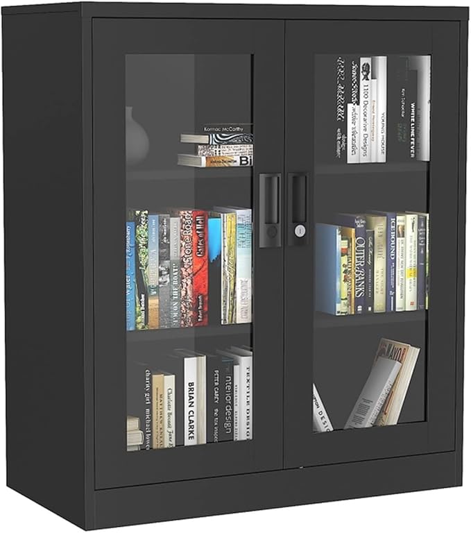 HASMI Filing Cabinet Steel Filing Cabinet with Glass Door with Lock Locker for OfficeLiving RoomBedroomKitchen Storage Cabinet Storage Cabinet yuqing2022
