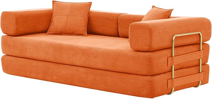 76 Convertible Foldable Sofa Bed Boneless Sleeper Sofa Couch with 2/Pillows Teddy Fabric 2-in-1 Comfy Floor &amp Futon Loveseat Floor Mattress Sleeper for Living Room No Assembly Required