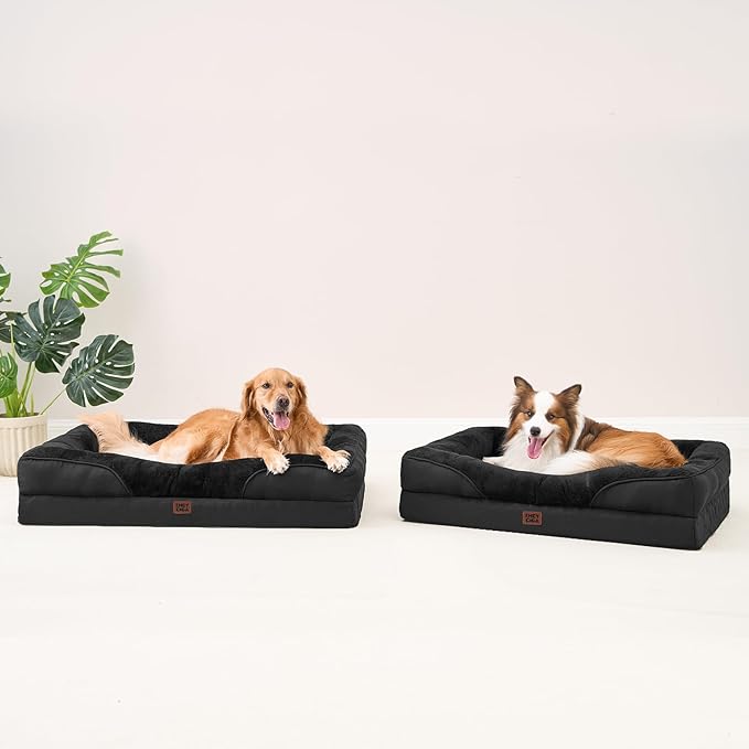 EHEYCIGA Orthopedic XL Dog Bed for Large Sized Dog 42x30x7.5 Inch Extra Large Memory Foam Dog Couch Bed with Sides Waterproof Liner &amp Washable Removable Cover Bolster Pet Sofa Black