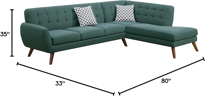 Poundex Bobkona Belinda Linen-Like Polyfabric SECTIONAL in Laguna
