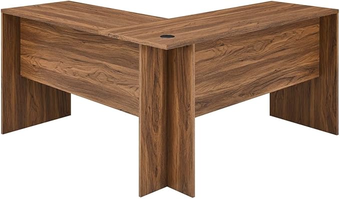 Modway EEI-5703-WAL Venture L-Shaped Wood Office Desk Walnut