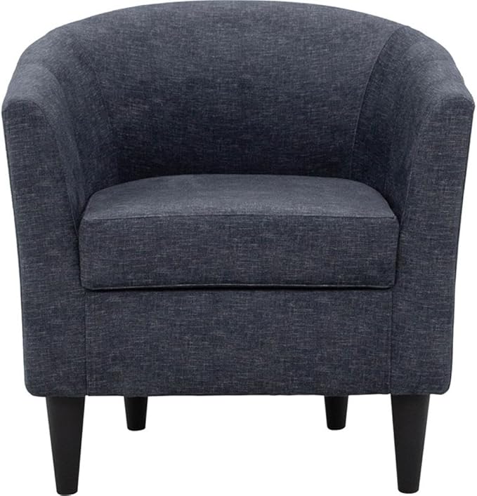 Pemberly Row Traditional Fabric Club Chair 17.5 Seat Height Gray Finish Polyester Upholstery Padded Seat Durable Construction Classic Accent Chair for Living Room or Bedroom