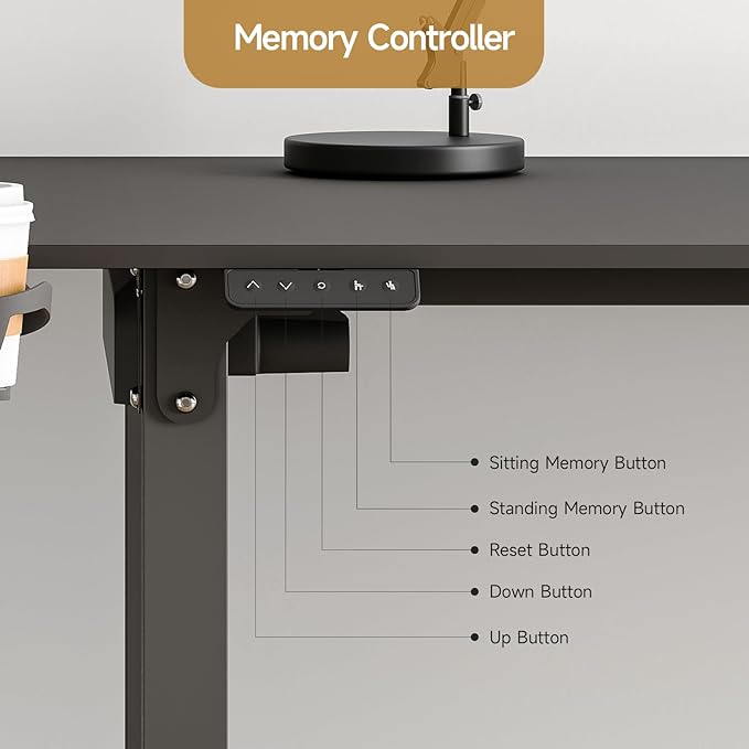 ONBRILL L Shaped Standing Desk 63x43 Inches Electric L Stand Up Desk with 4 Legs Dual Motor and Memory Controller Adjustable Height from 28-46 Inches for Home and Computer Workstation Black